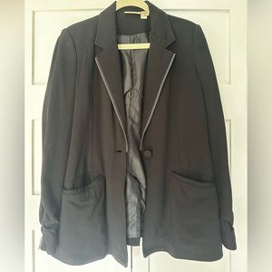 Black DKNY Blazer with zipper detail and button. Size 16